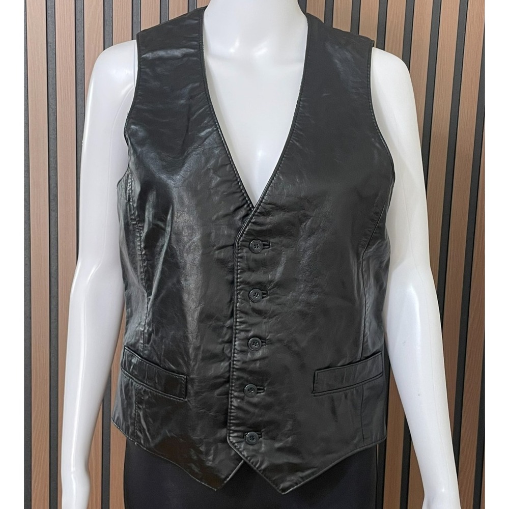 Vintage Berman's The Leather Experts Men's 38 Black Vest Made‎ In Korea Vintage